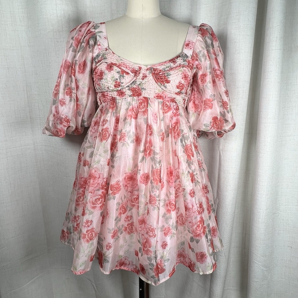 NEW! Sofie The Label‎ Garden Hues Floral Babydoll Mini Dress Medium Leah Smocked